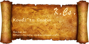 Kováts Csaba névjegykártya