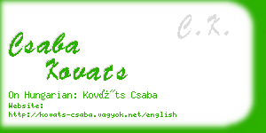 csaba kovats business card